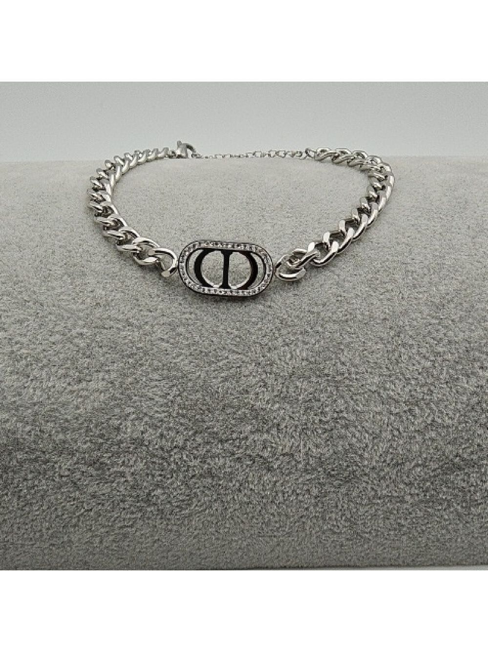 Simulated Diamond CD Cuban Link Chain Bracelet Stainless Steel
